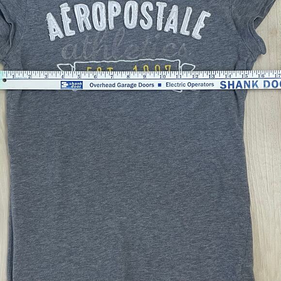 Aeropostale Y2K 2000s Embroidered Spell Out Shirt Fitted Gray Sz M VTG - Picture 5 of 8